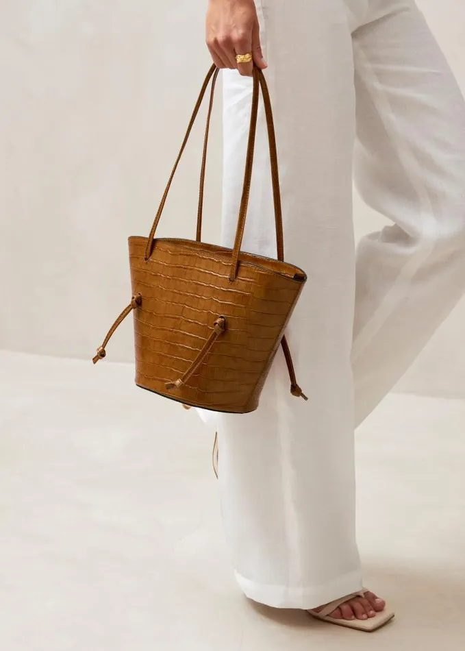 ALOHAS Bags Women The Tangle 8211 Brown Croc Leather Shoulder Bag