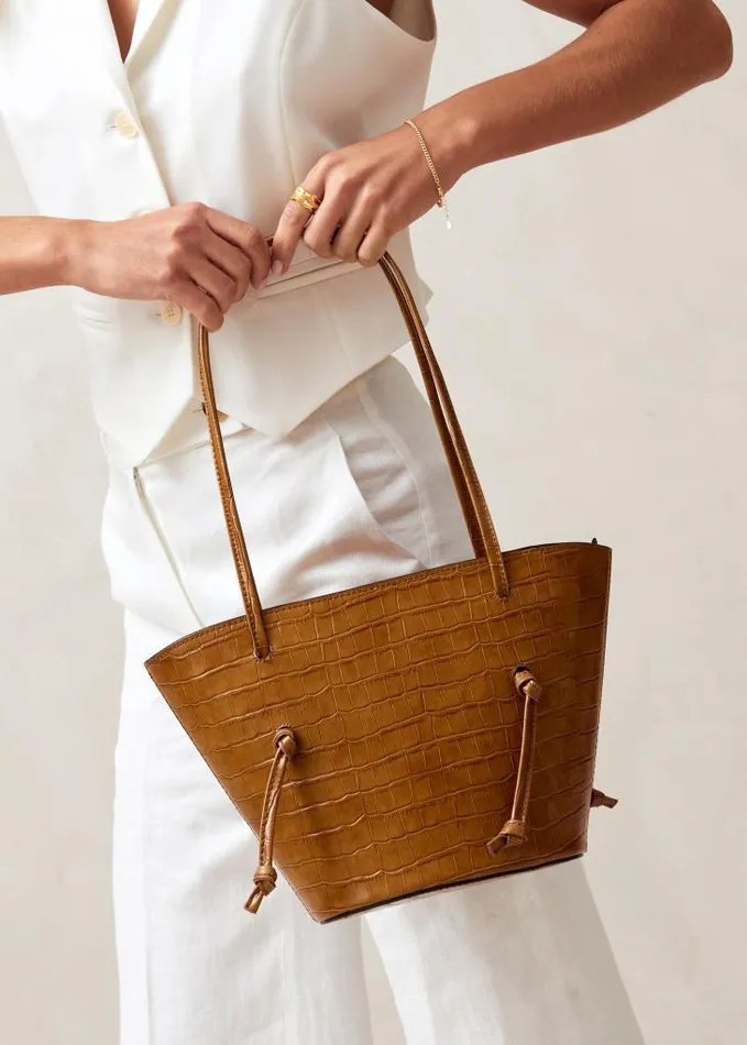 ALOHAS Bags Women The Tangle 8211 Brown Croc Leather Shoulder Bag