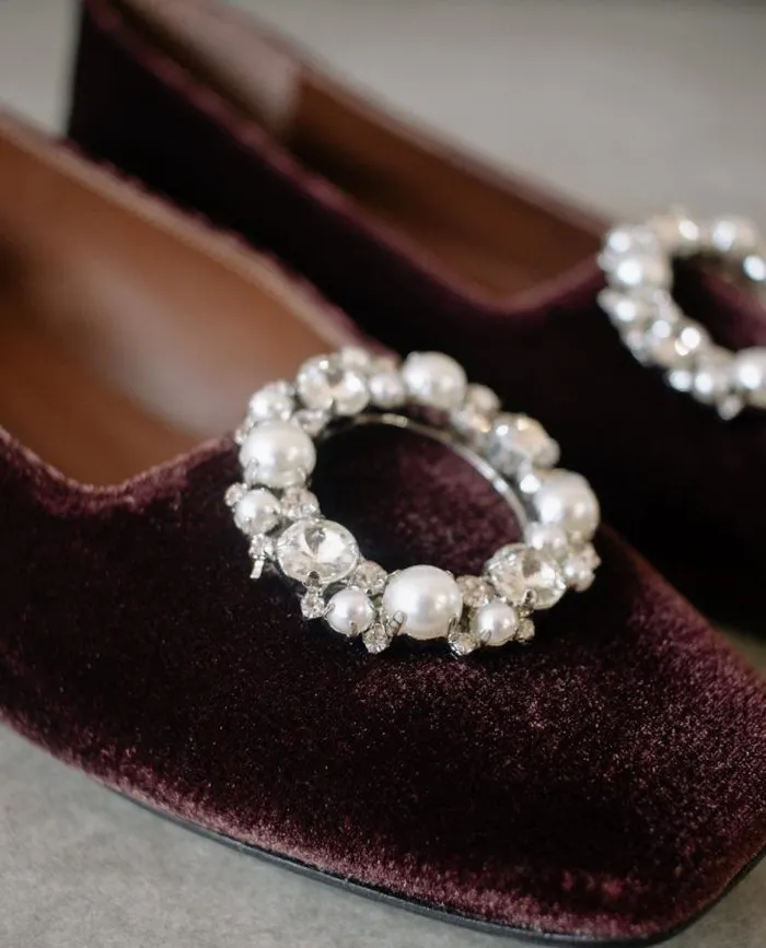 ALOHAS Ballet Flats Women Bella Crystal 8211 Brown Leather Flats
