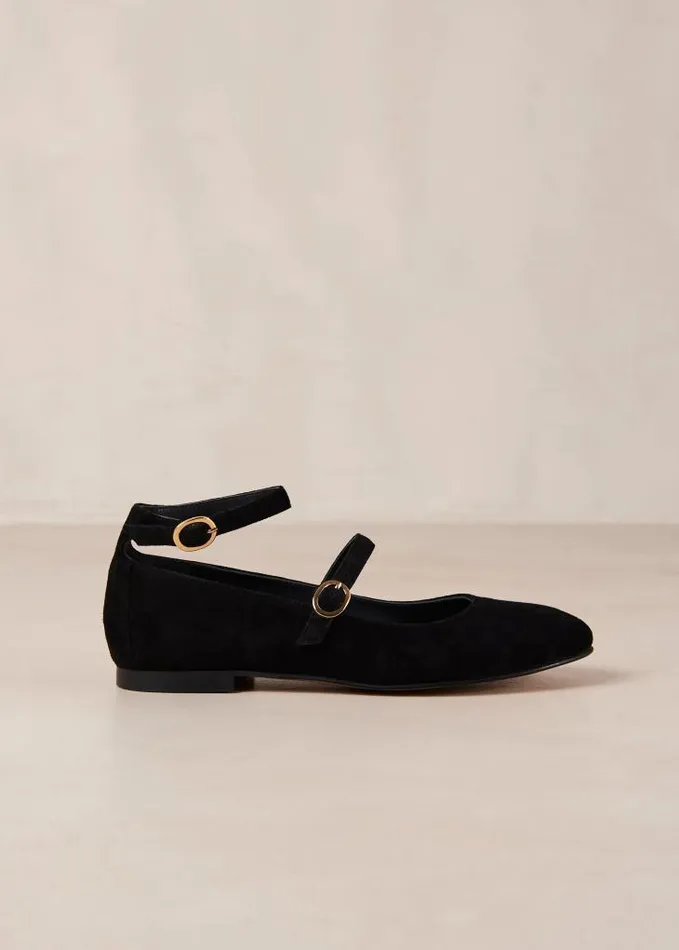 ALOHAS Ballet Flats Women Evelyn 8211 Black Suede MaryJane Flats