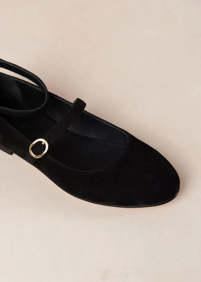 ALOHAS Ballet Flats Women Evelyn 8211 Black Suede MaryJane Flats
