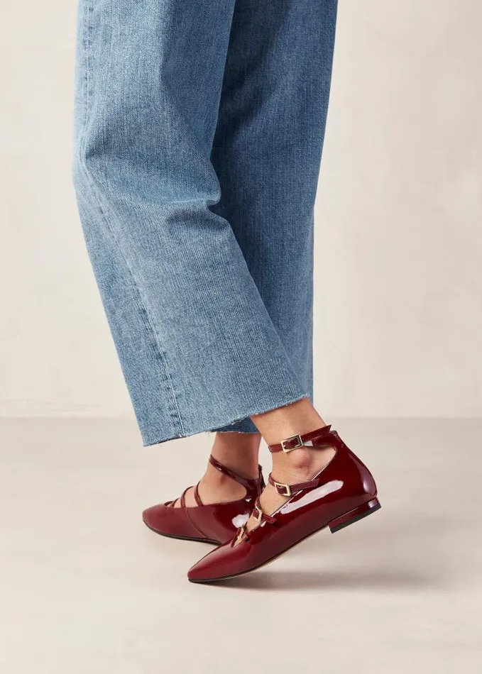 ALOHAS Ballet Flats Women Luke 8211 Red Patent Leather Ballet Flats