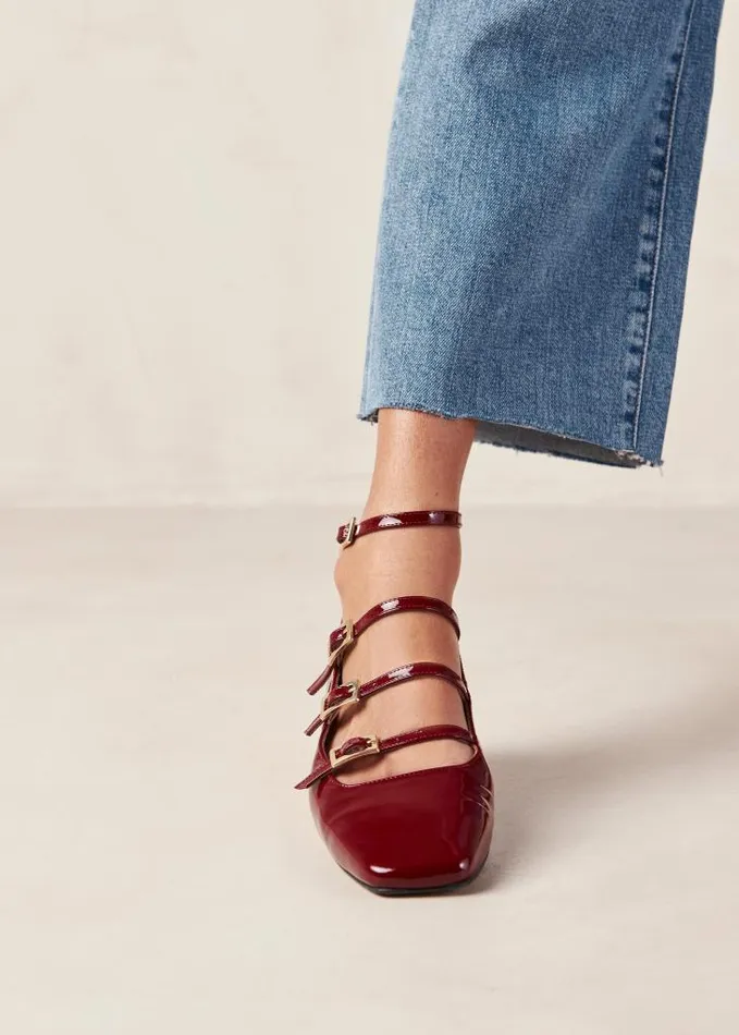 ALOHAS Ballet Flats Women Luke 8211 Red Patent Leather Ballet Flats