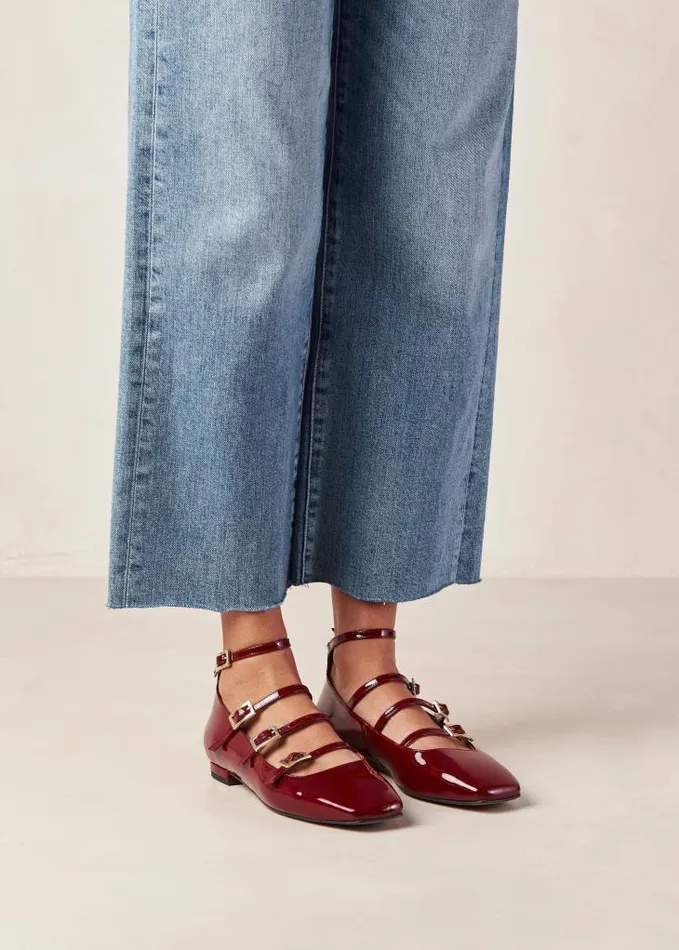 ALOHAS Ballet Flats Women Luke 8211 Red Patent Leather Ballet Flats