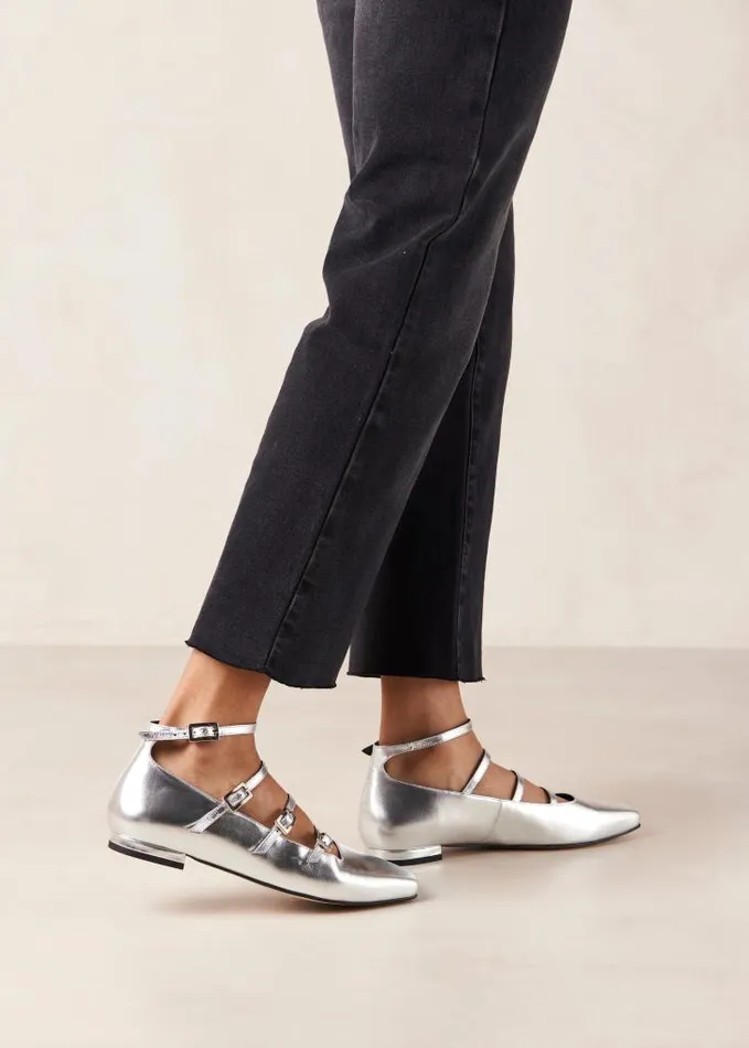 ALOHAS Ballet Flats Women Luke 8211 Silver Leather MaryJane Shoes
