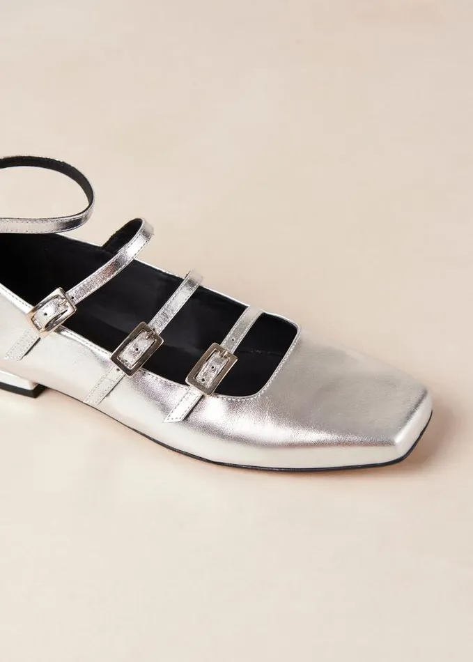 ALOHAS Ballet Flats Women Luke 8211 Silver Leather MaryJane Shoes