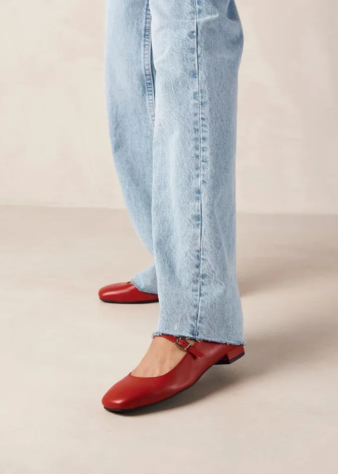 ALOHAS Ballet Flats Women Por Do Sol 8211 Red Leather Ballet Pumps