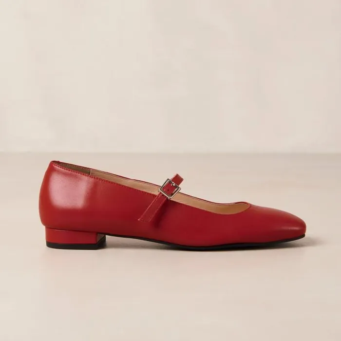 ALOHAS Ballet Flats Women Por Do Sol 8211 Red Leather Ballet Pumps
