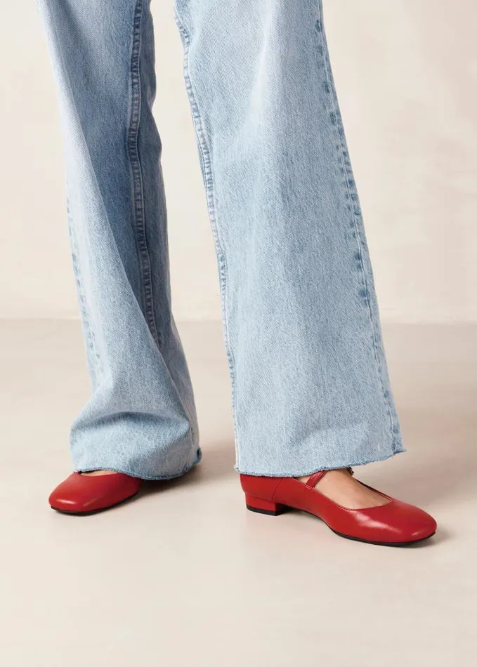 ALOHAS Ballet Flats Women Por Do Sol 8211 Red Leather Ballet Pumps