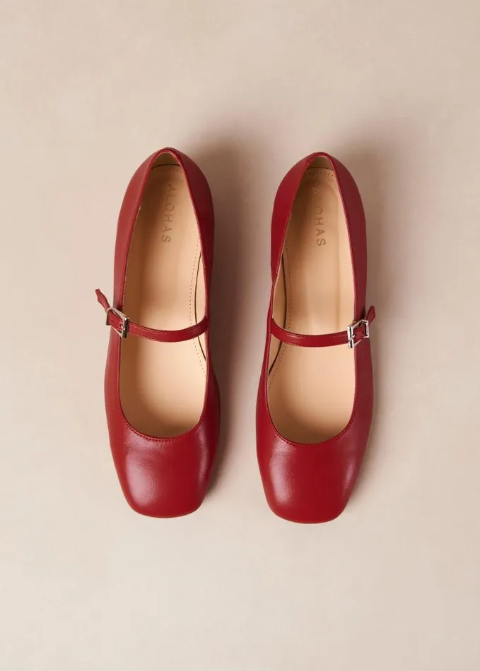 ALOHAS Ballet Flats Women Por Do Sol 8211 Red Leather Ballet Pumps
