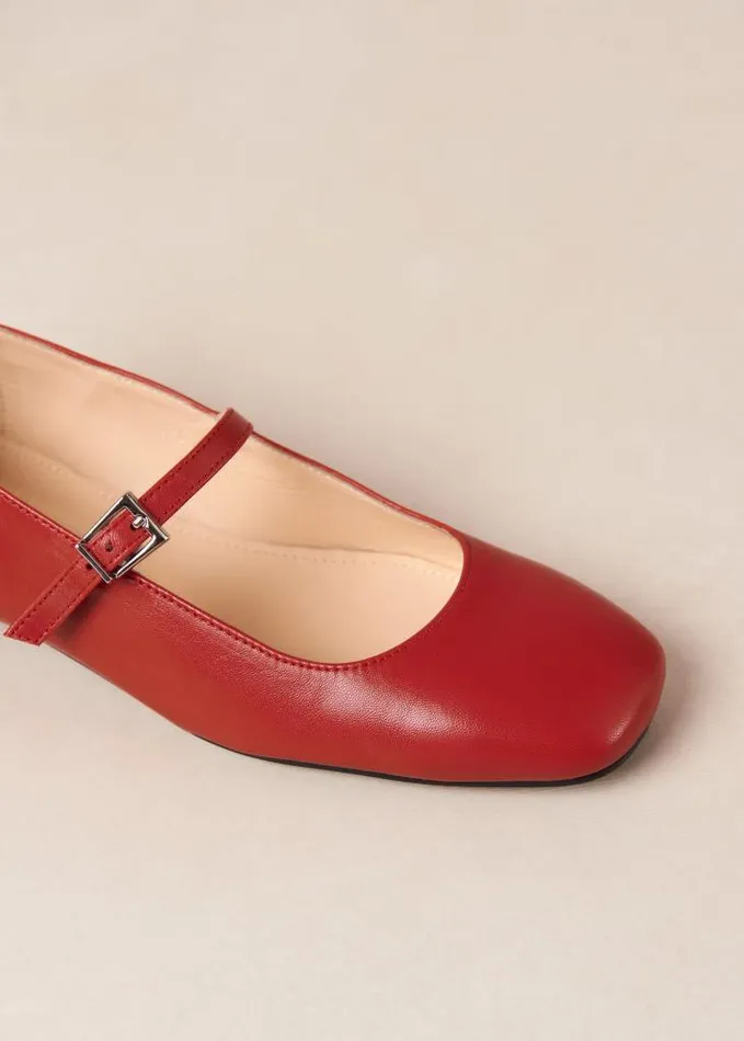 ALOHAS Ballet Flats Women Por Do Sol 8211 Red Leather Ballet Pumps