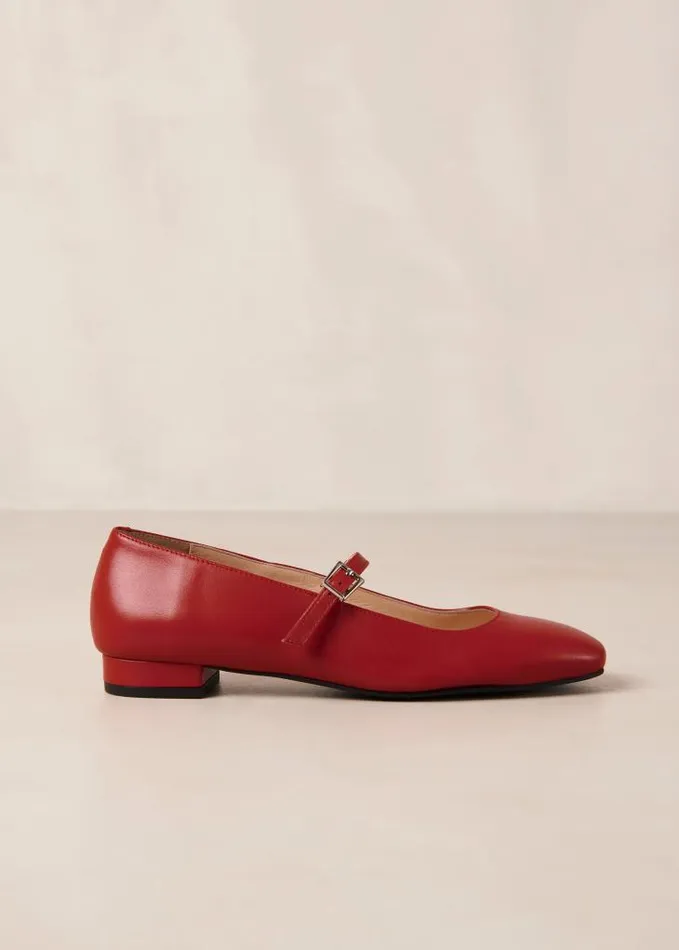 ALOHAS Ballet Flats Women Por Do Sol 8211 Red Leather Ballet Pumps