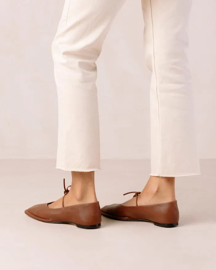 ALOHAS Ballet Flats Women Sway 8211 Brown Leather Ballet Flats