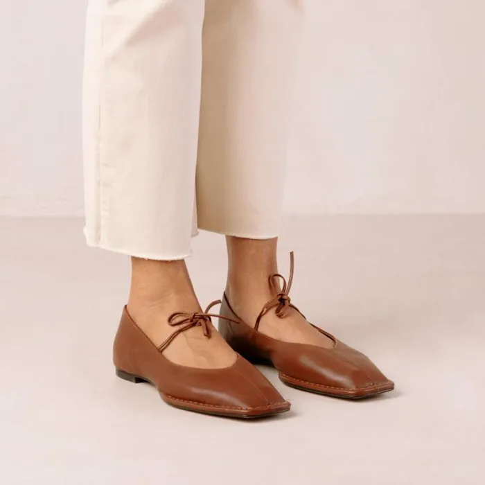 ALOHAS Ballet Flats Women Sway 8211 Brown Leather Ballet Flats