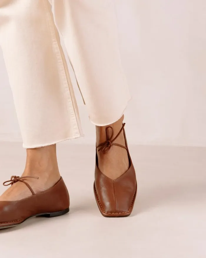 ALOHAS Ballet Flats Women Sway 8211 Brown Leather Ballet Flats