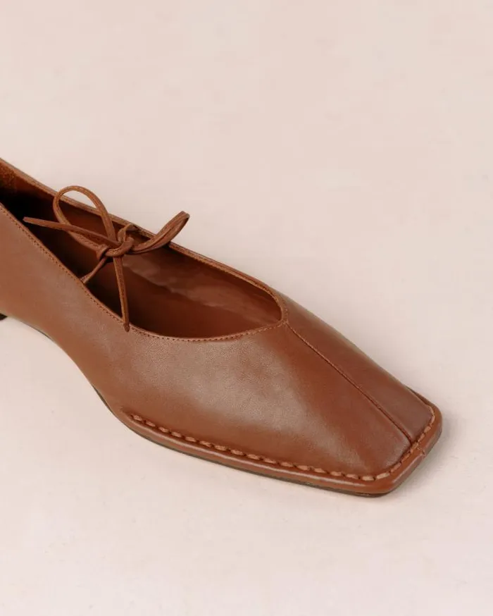 ALOHAS Ballet Flats Women Sway 8211 Brown Leather Ballet Flats