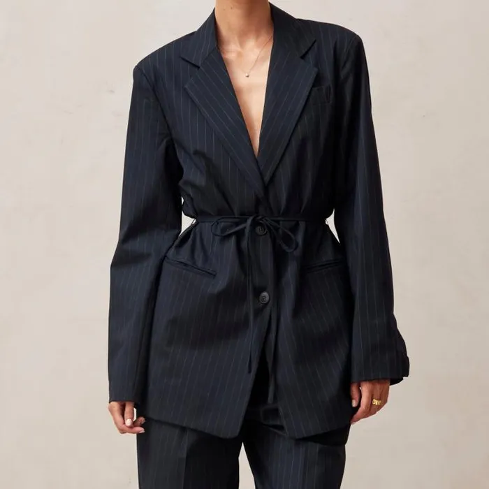 ALOHAS Blazers Women Lulus 8211 Navy Pinstripe Blazer