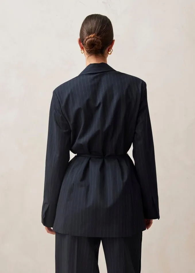 ALOHAS Blazers Women Lulus 8211 Navy Pinstripe Blazer