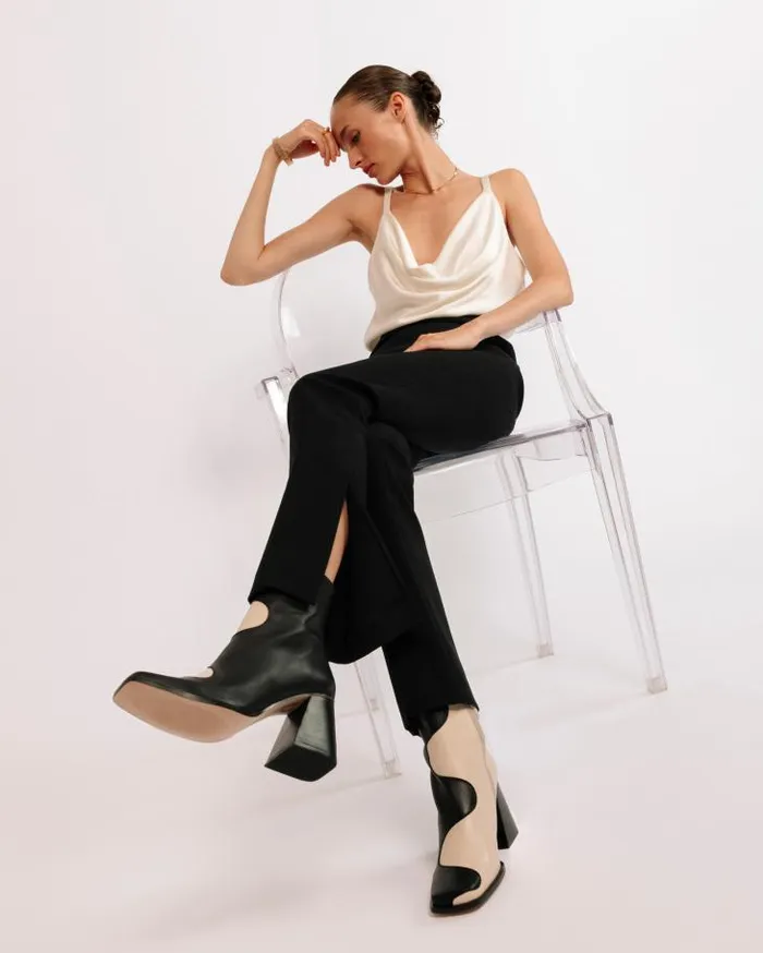 ALOHAS Boots Women Blair Bicolor Black Cream