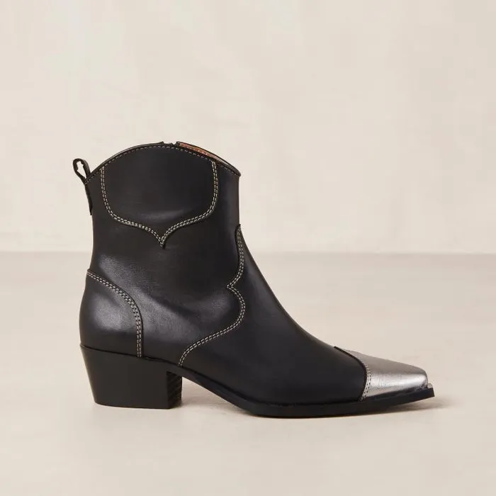 ALOHAS Boots Women Buffalo 8211 Black And Silver Leather Boots