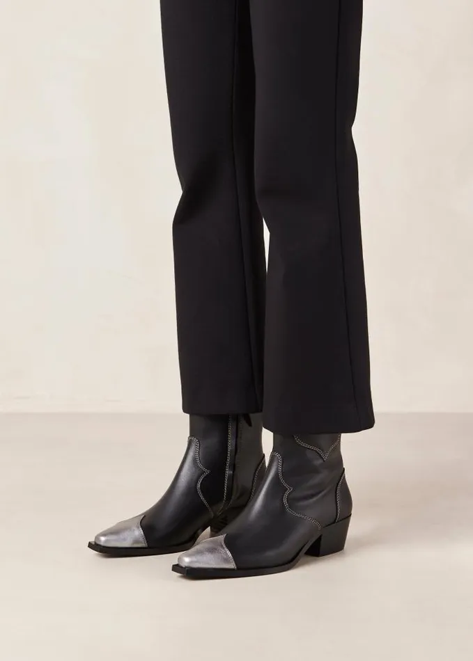 ALOHAS Boots Women Buffalo 8211 Black And Silver Leather Boots