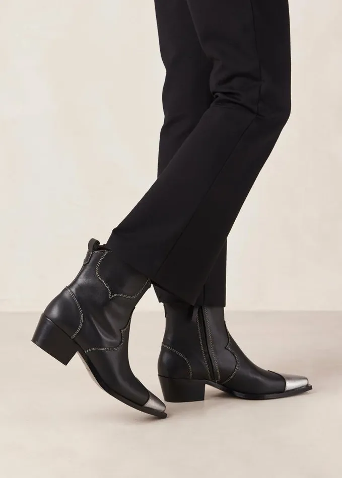 ALOHAS Boots Women Buffalo 8211 Black And Silver Leather Boots