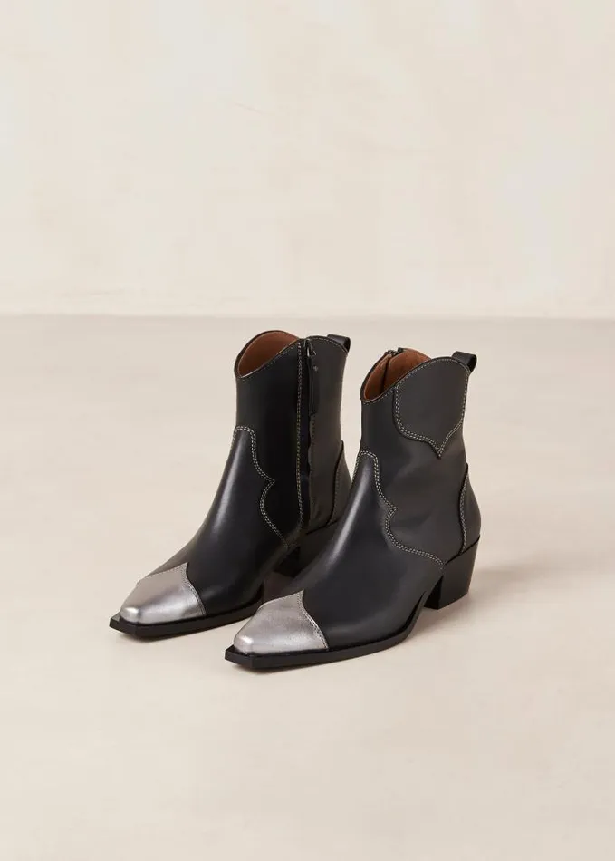 ALOHAS Boots Women Buffalo 8211 Black And Silver Leather Boots
