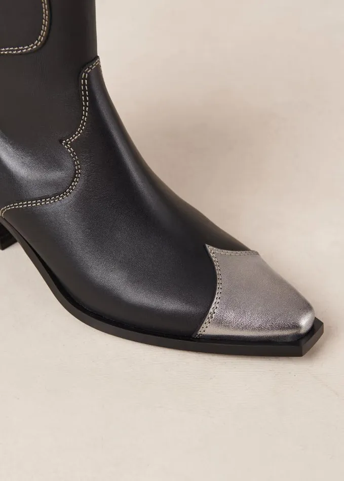 ALOHAS Boots Women Buffalo 8211 Black And Silver Leather Boots