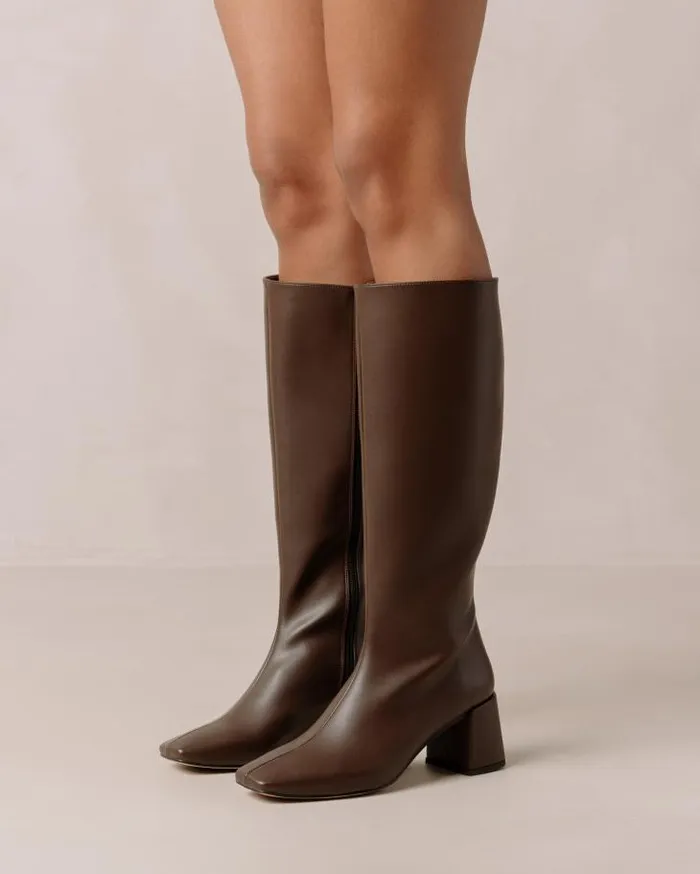 ALOHAS Boots Women Chalk 8211 Dark Brown Vegan Leather Boots
