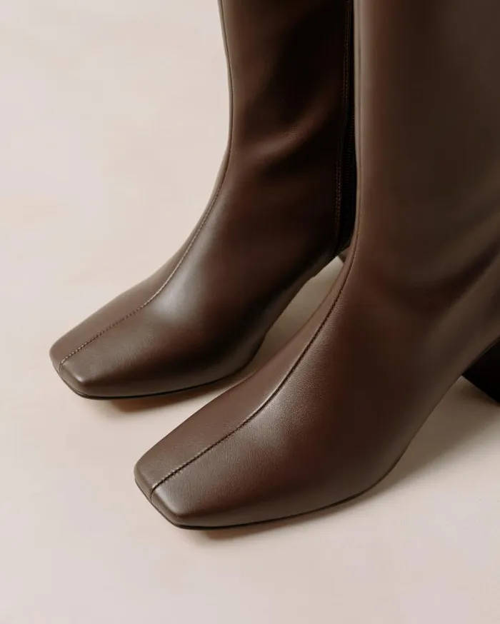 ALOHAS Boots Women Chalk 8211 Dark Brown Vegan Leather Boots
