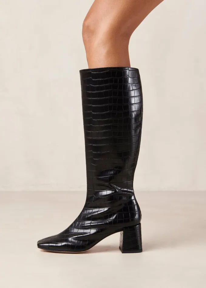 ALOHAS Boots Women Chalk Alli 8211 Black Vegan Leather Boots