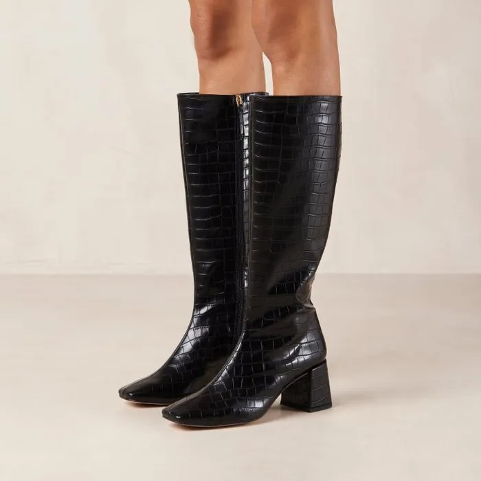 ALOHAS Boots Women Chalk Alli 8211 Black Vegan Leather Boots