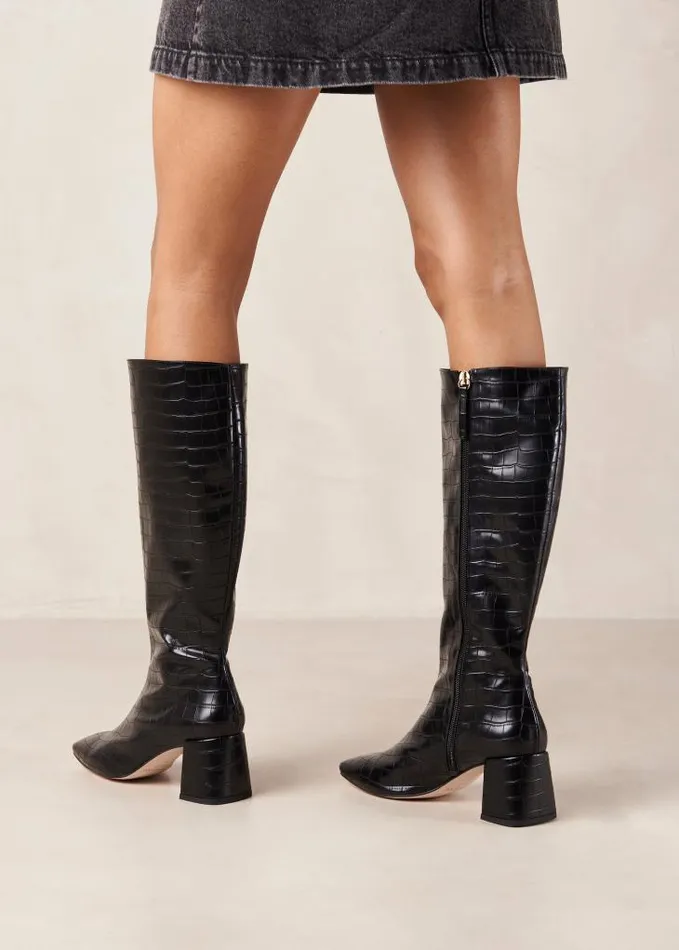 ALOHAS Boots Women Chalk Alli 8211 Black Vegan Leather Boots