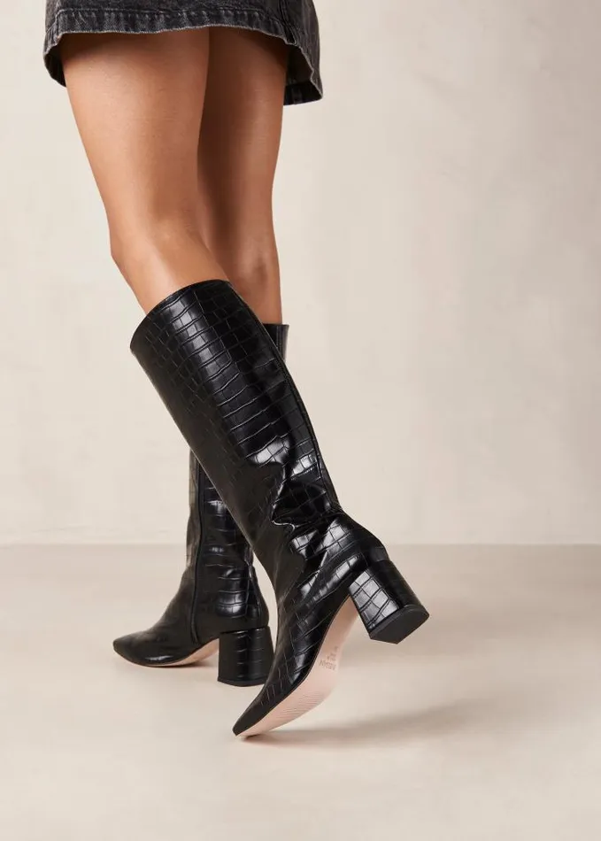 ALOHAS Boots Women Chalk Alli 8211 Black Vegan Leather Boots