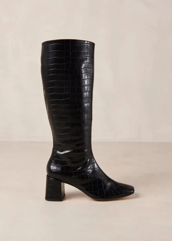 ALOHAS Boots Women Chalk Alli 8211 Black Vegan Leather Boots