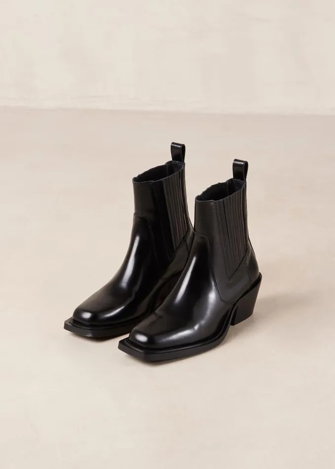 ALOHAS Boots Women Denver 8211 Black Leather Western Ankle Boots