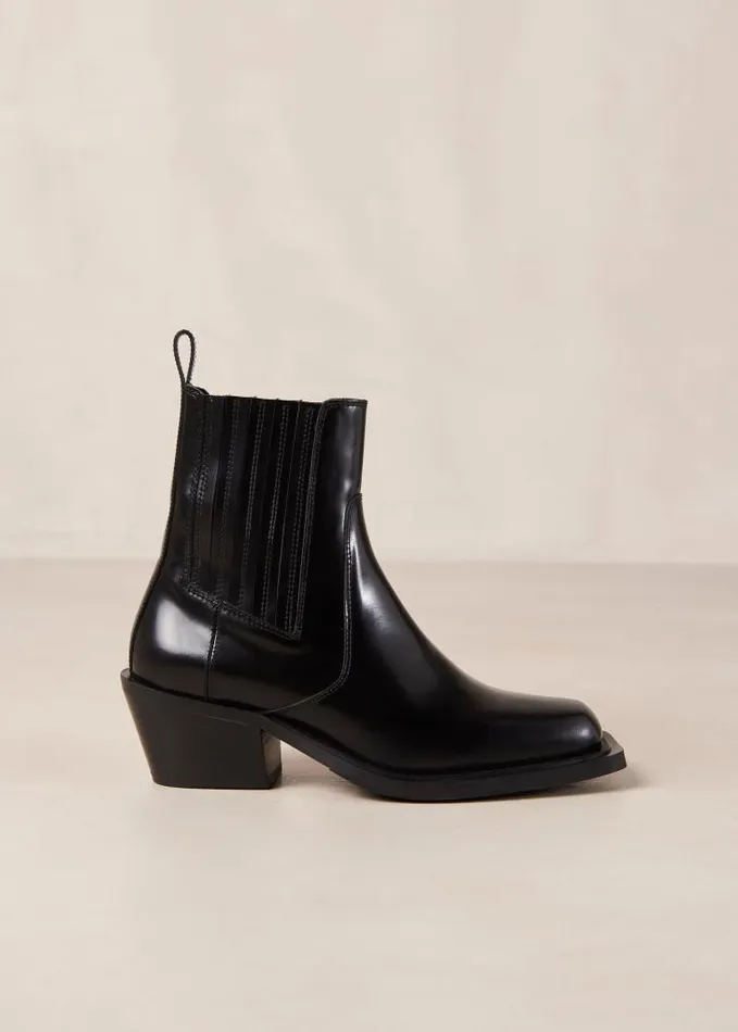 ALOHAS Boots Women Denver 8211 Black Leather Western Ankle Boots