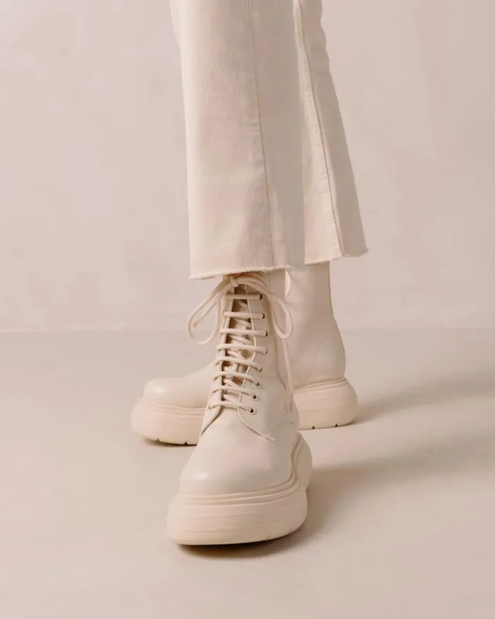 ALOHAS Boots Women Gouache 8211 White Vegan Leather Boots