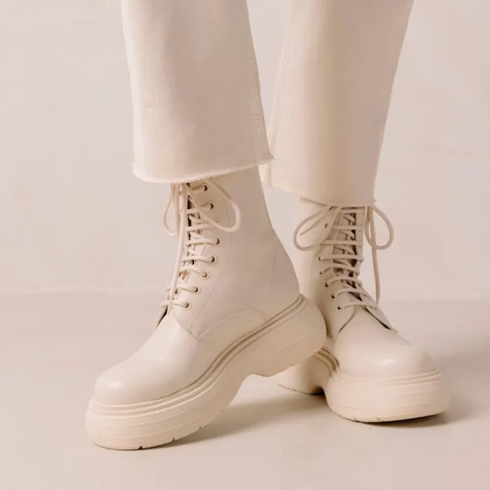 ALOHAS Boots Women Gouache 8211 White Vegan Leather Boots
