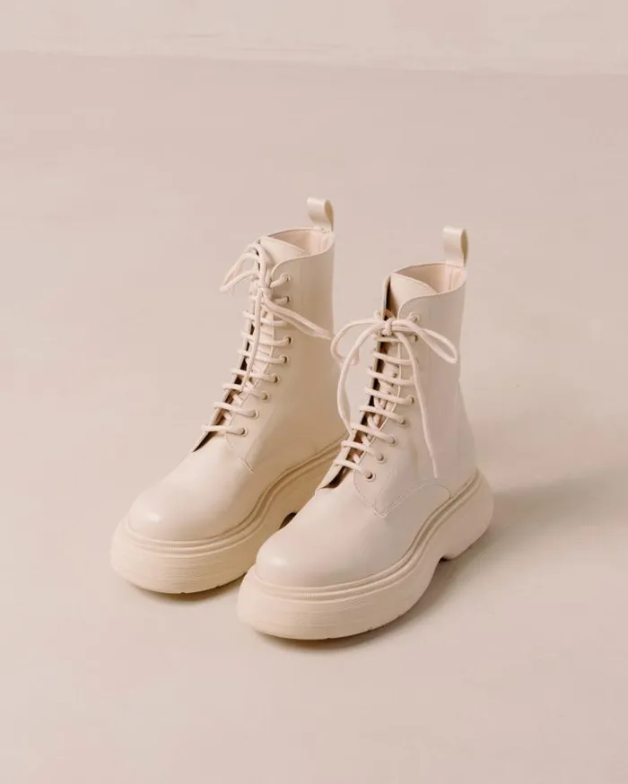 ALOHAS Boots Women Gouache 8211 White Vegan Leather Boots