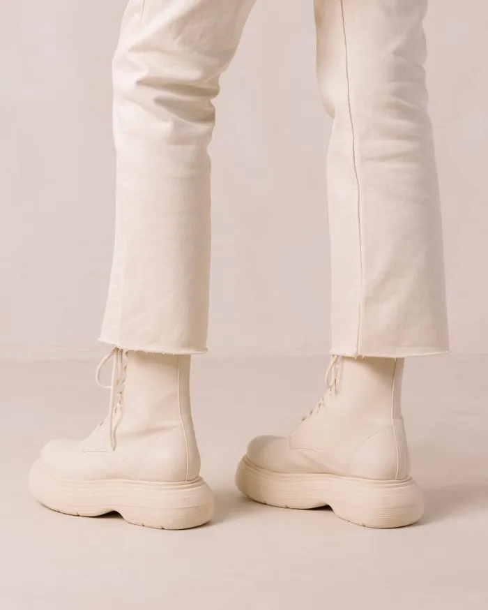 ALOHAS Boots Women Gouache 8211 White Vegan Leather Boots