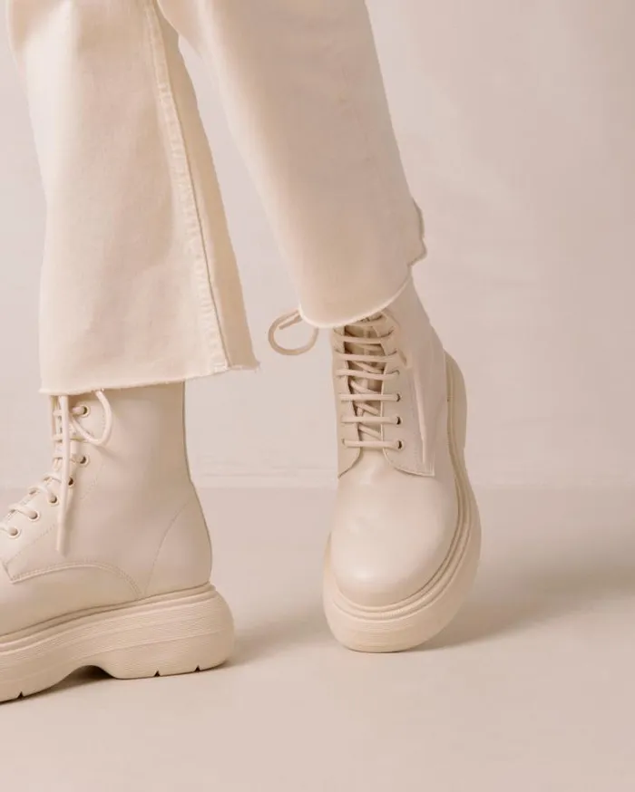 ALOHAS Boots Women Gouache 8211 White Vegan Leather Boots