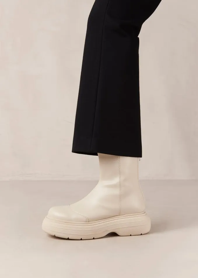 ALOHAS Boots Women Ink 8211 White Vegan Leather Boots