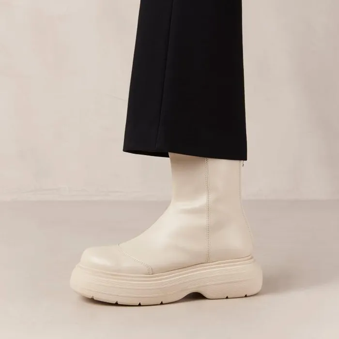 ALOHAS Boots Women Ink 8211 White Vegan Leather Boots