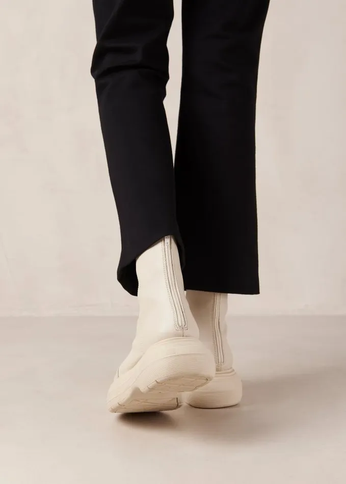ALOHAS Boots Women Ink 8211 White Vegan Leather Boots
