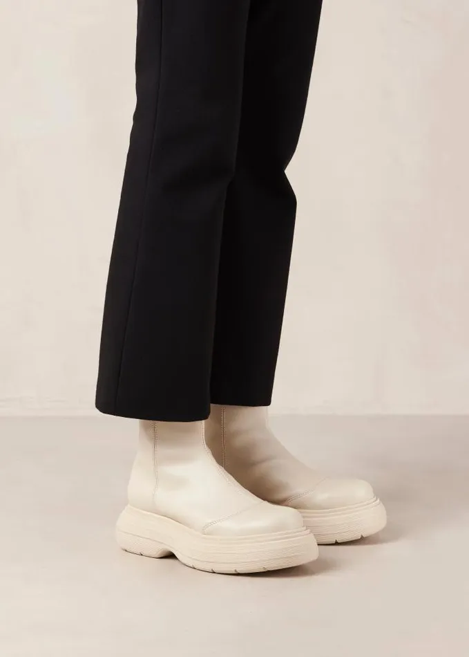 ALOHAS Boots Women Ink 8211 White Vegan Leather Boots