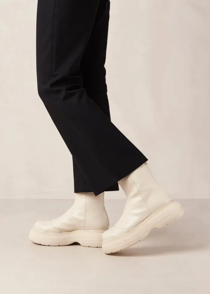 ALOHAS Boots Women Ink 8211 White Vegan Leather Boots