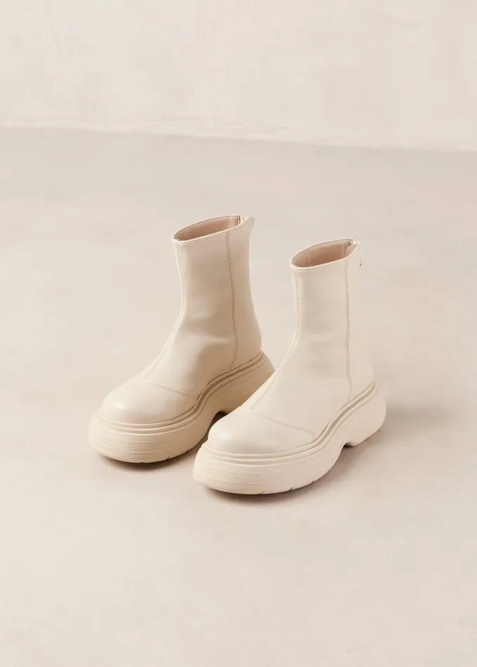 ALOHAS Boots Women Ink 8211 White Vegan Leather Boots