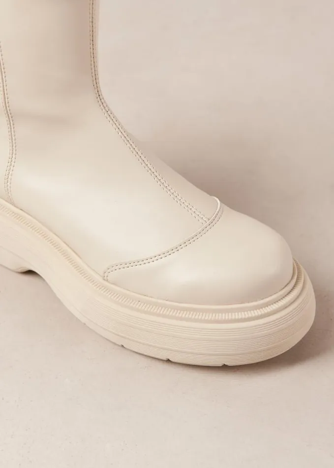ALOHAS Boots Women Ink 8211 White Vegan Leather Boots