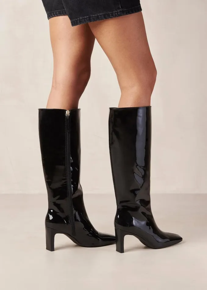 ALOHAS Boots Women Isobel Onix 8211 Black Patent Leather Boots
